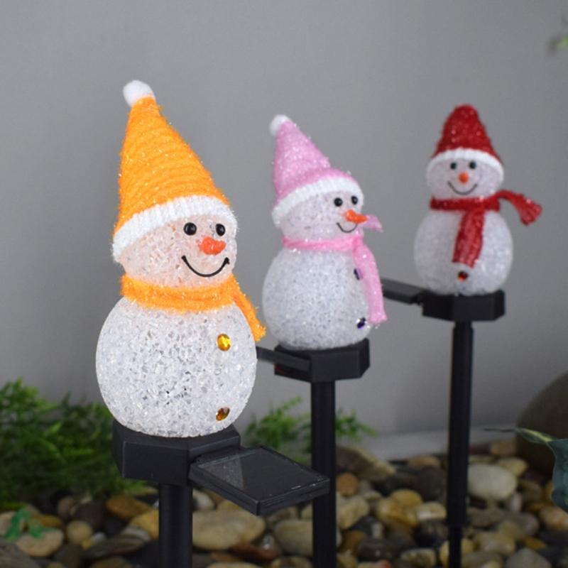 Outdoor Solar Pathway Lights Cute Cartton Small Snowman Solar Energy Lawn Light Grounding Light Landscape Garden Lamp