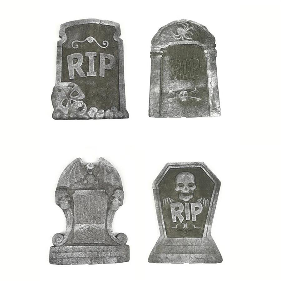 4 piezas Halloween Espuma RIP Cementerio Lápida Decoración Esqueleto Tumba Casa Embrujada Fiesta Broma Atrezo Jardín Exterior Decoraciones del Hogar
