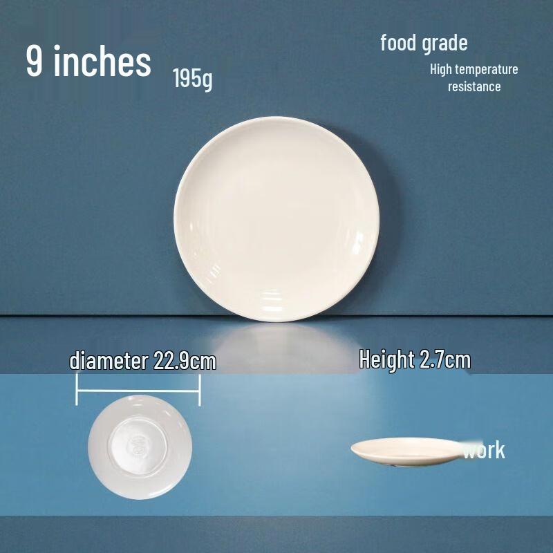 JINGRX 9-inch Melamine Round Dinner Plates (10-Pack)