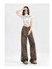 2024 Women's High-Waisted Leopard Print Wide-Leg Jeans for Petite - Autumn/Winter Collection