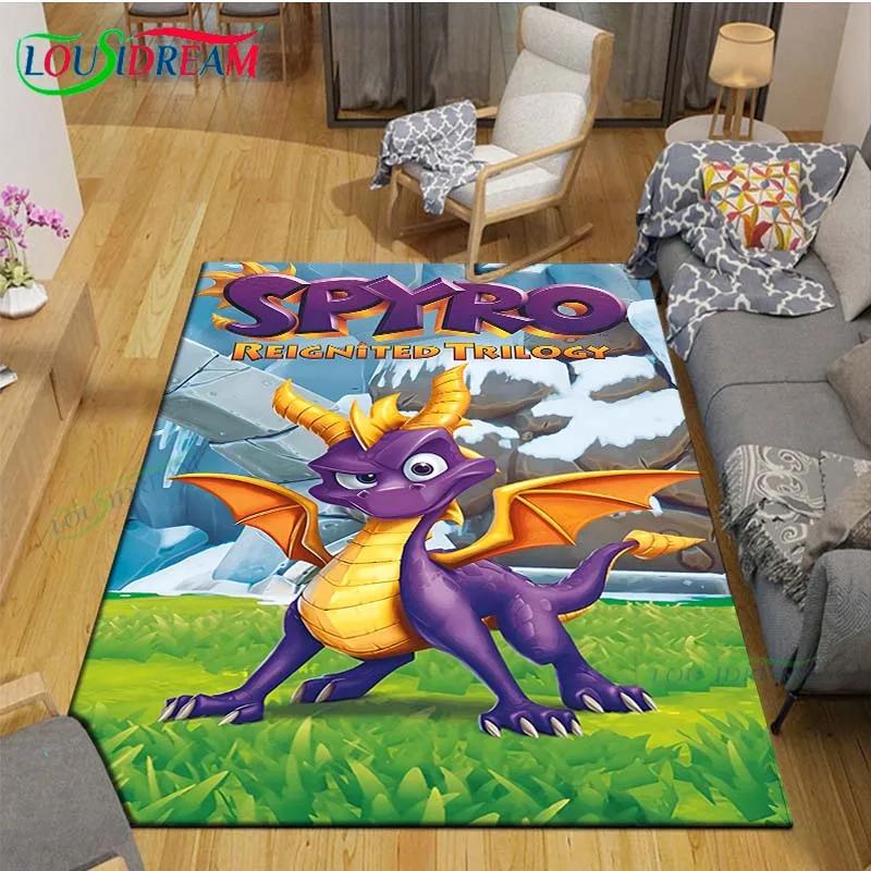 3D Klasické Hry S-Spyro Drak Tištěné Koberce Obývací Pokoj Protiskluzový Plošný Koberec Dětský Pokoj Rohožky Jóga Podložka Velký Koberec Dekor