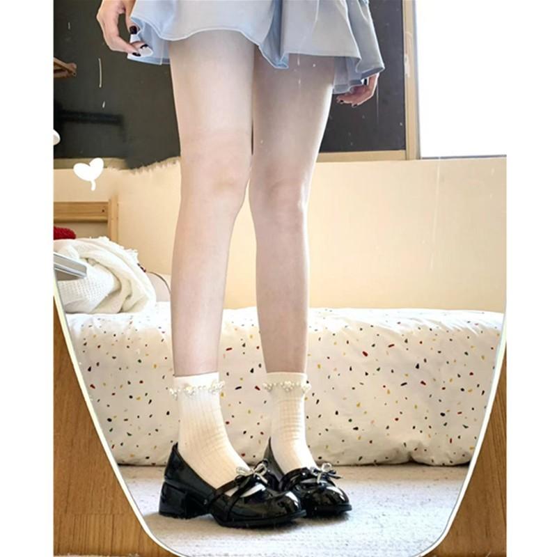Versatile thick heel Mary Jane women's shoes 2025 spring new ballet small fragrant style high heels bow light mouth single shoes