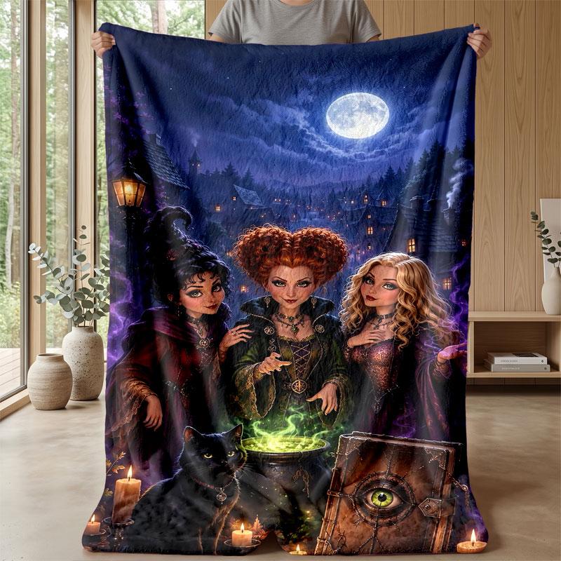 Soft Flannel Blanket Lightweight Cozy Bedroom Living Room CoverHocus Pocus Sanderson Sisters