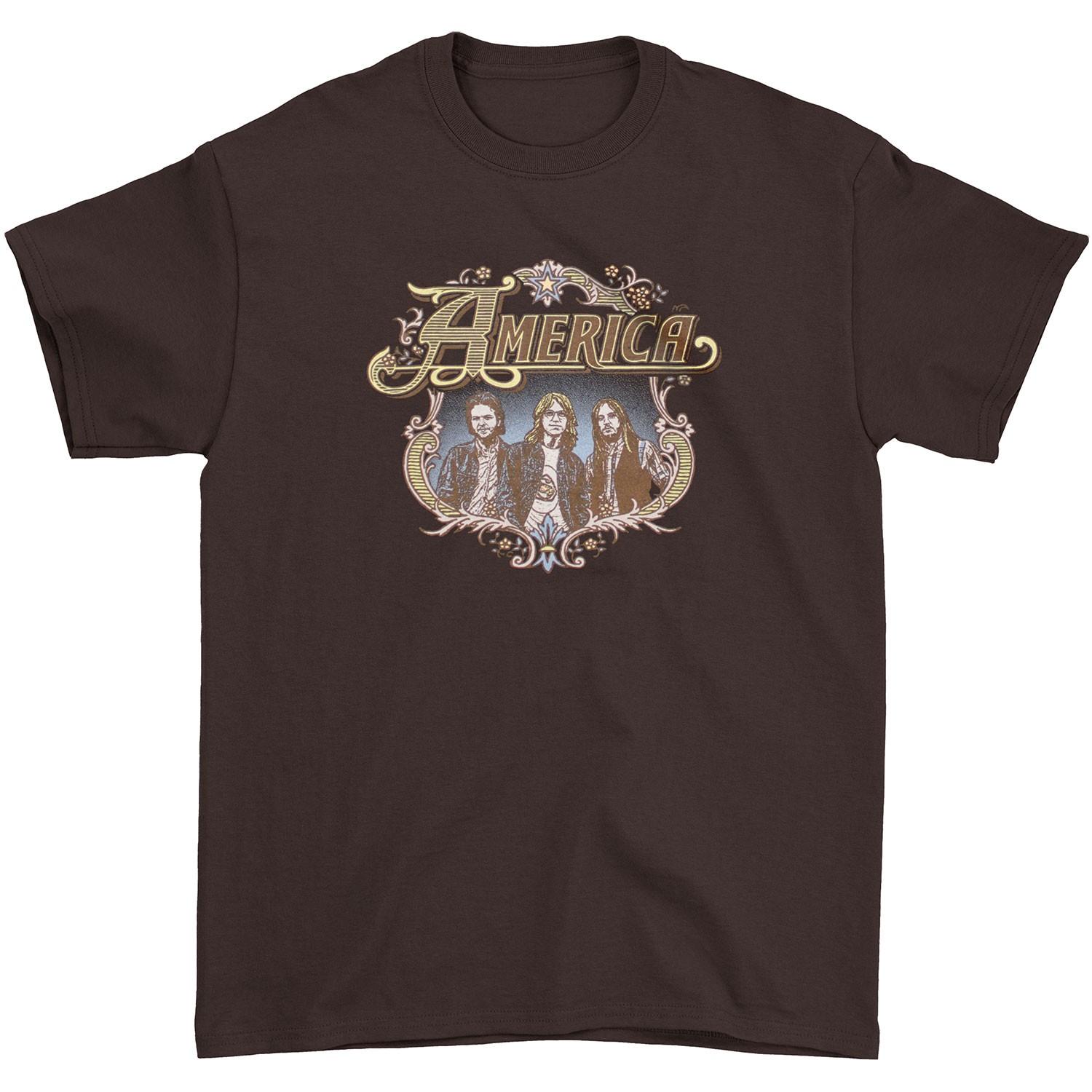 Men s America Band Badge T-shirt Medium Dark Chocolate S