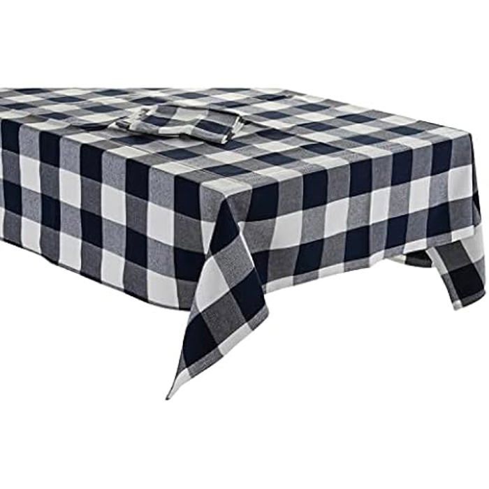 Ubrus a ubrousky - DKD Home Decor - Modrá a bílá - Bavlna - Kulatý - 150 x 150 cm