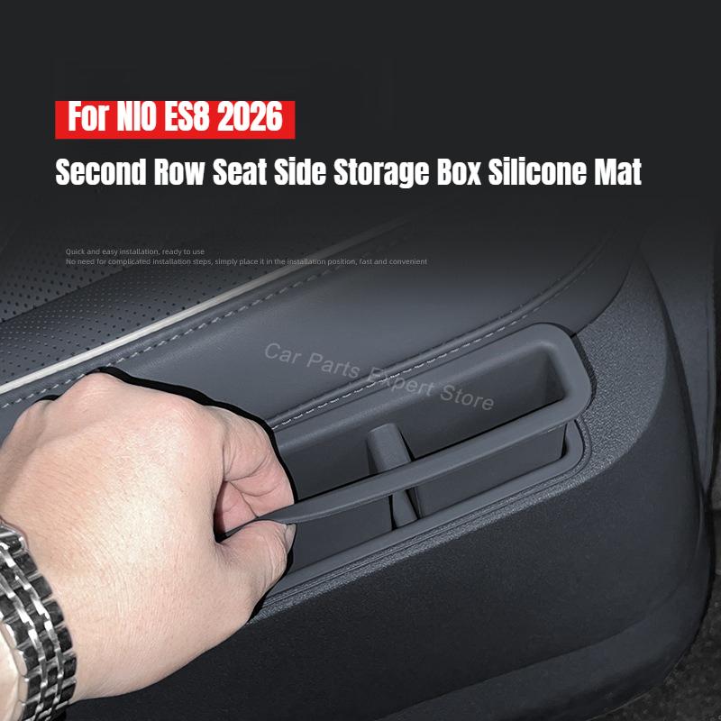 For NIO ES8 2026 Car Second Row Seat Side Storage Box Silicone Seat Pocket Storage Mat Auto Anti-Dirty Pad Interior Accessories