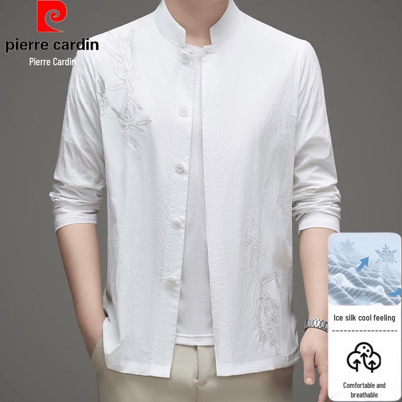 

Pierre Cardin Men s Chinese Style Embroidered Sunscreen Shirt 4XL