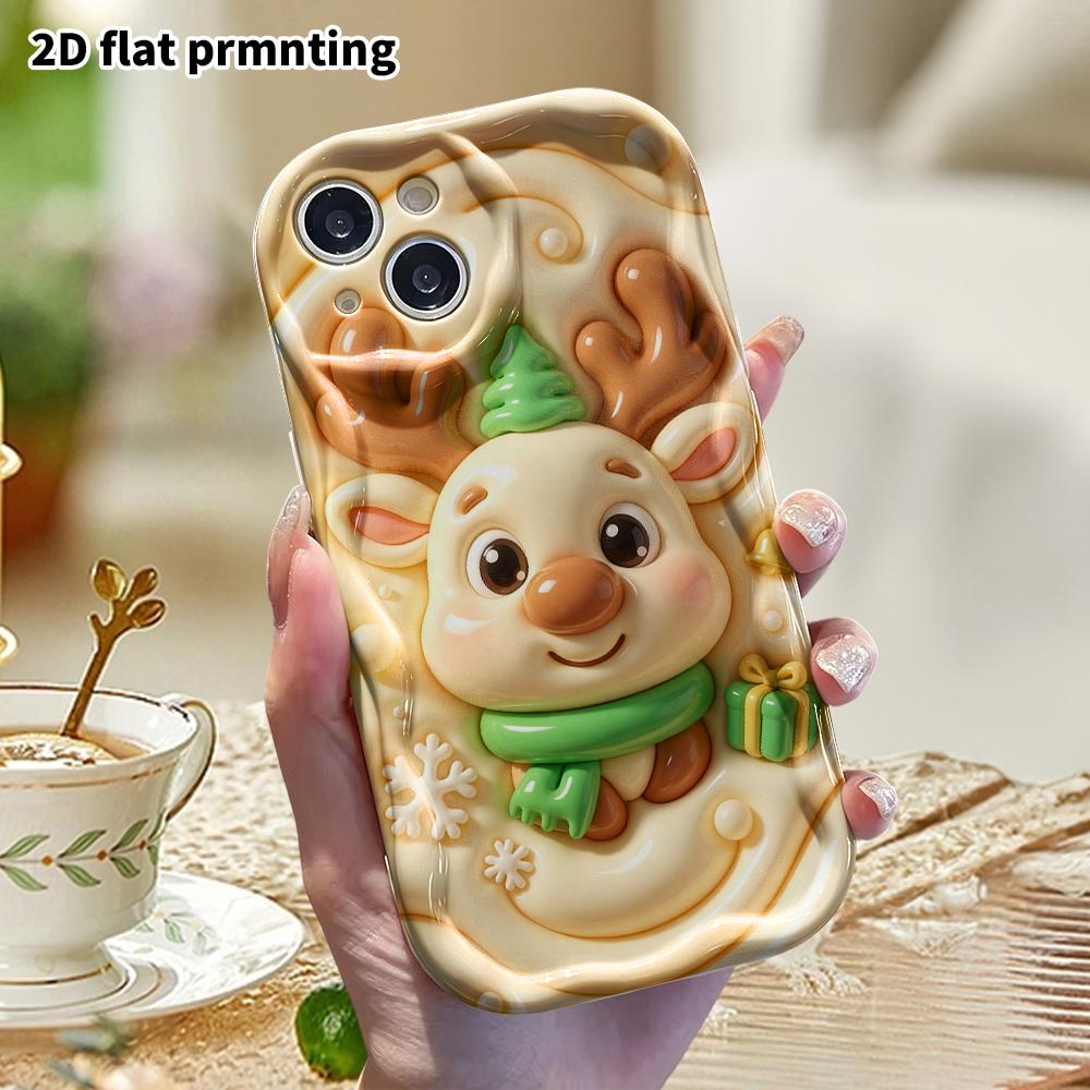 Phone Case: 2D Flat Design Suitable for iPhone 18 17 16 15 14 13 Pro Protective Case, Christmas Reindeer, Perfect Holiday Gift for Christmas and Hallo