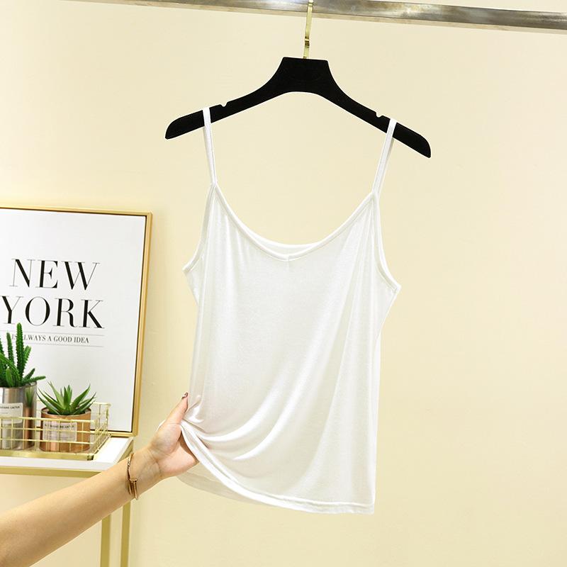 

Новая верхняя одежда Модальная майка-топ большого размера женская летняя тонкая с V-образным вырезом без рукавов нижний слой L 40-50kg белый