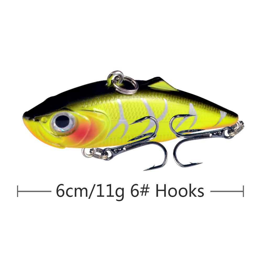 6cm Lure Bait VIB11 High-Vibration Bionic Lure with Reinforced Blood Groove Hook Specifally Designed for Largemouth Bass Fishing