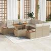 VidaXL 9-Piece Garden Dining Set with Cushions Beige Poly Rattan and Acacia 3350058
