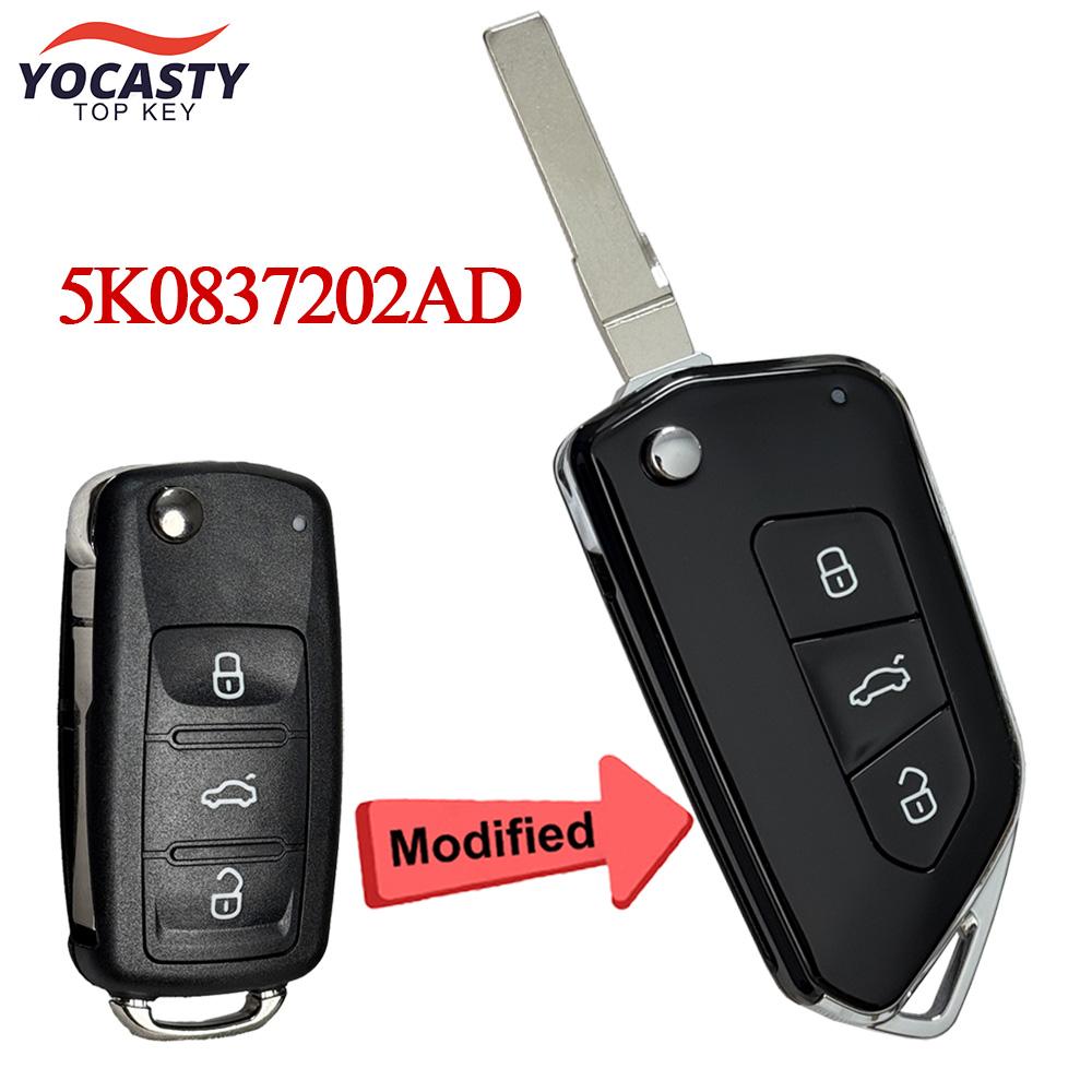 Scocca Chiave Auto a Flip Custodia Alloggiamento Portachiavi Per Vw Passat Golf Mk6 Polo Caddy Tiguan Beetle Skoda Octavia Seat Modificata Lama Hu66 202Ad