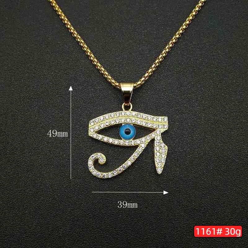 Ägyptisches Auge des Horus Anhänger Gold Silber Farbe Edelstahl Rundes Halskette für Frauen/Männer Altes Ägypten Schmuck Geschenk