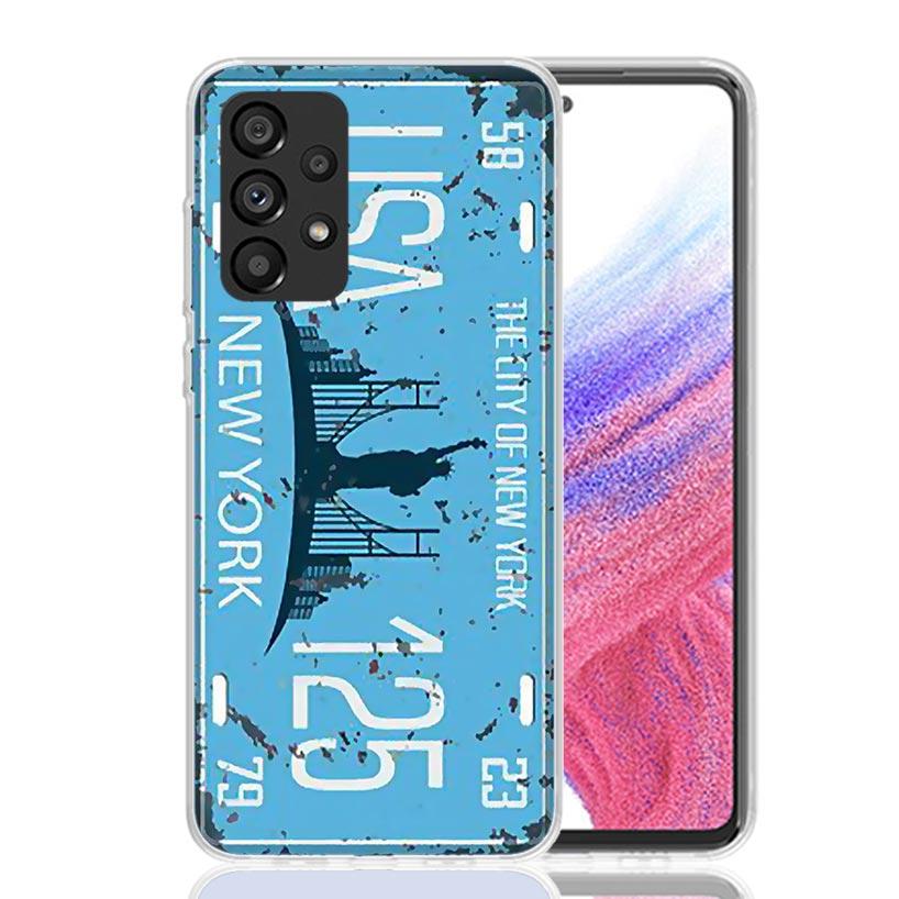 License New York Plate Number Phone Case For Samsung Galaxy A13 A14 A15 A16 A53 A54 A55 A56 A33 A34 A35 A36 A23 A24 A25 A26 A05S
