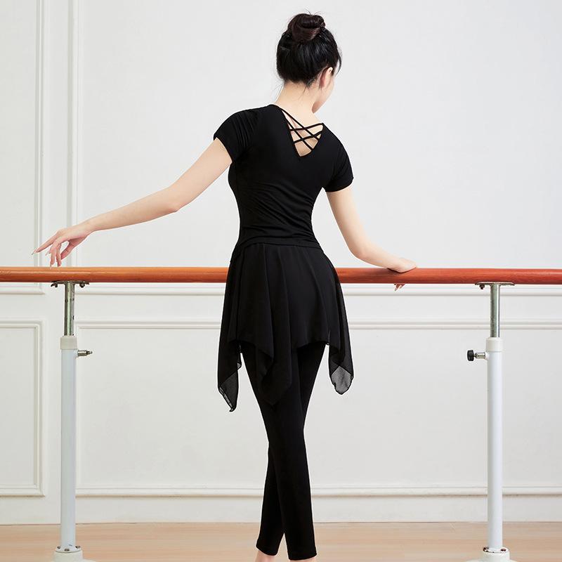 Black Long Sleeve Dance Practice Suit for Square Dance and Art School Training
