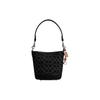 Dakotah 16 Classic Presbyopia Logo Fabric and Calf Leather Bucket Bag Shoulder Crossbody Handbag Mini Women's Black