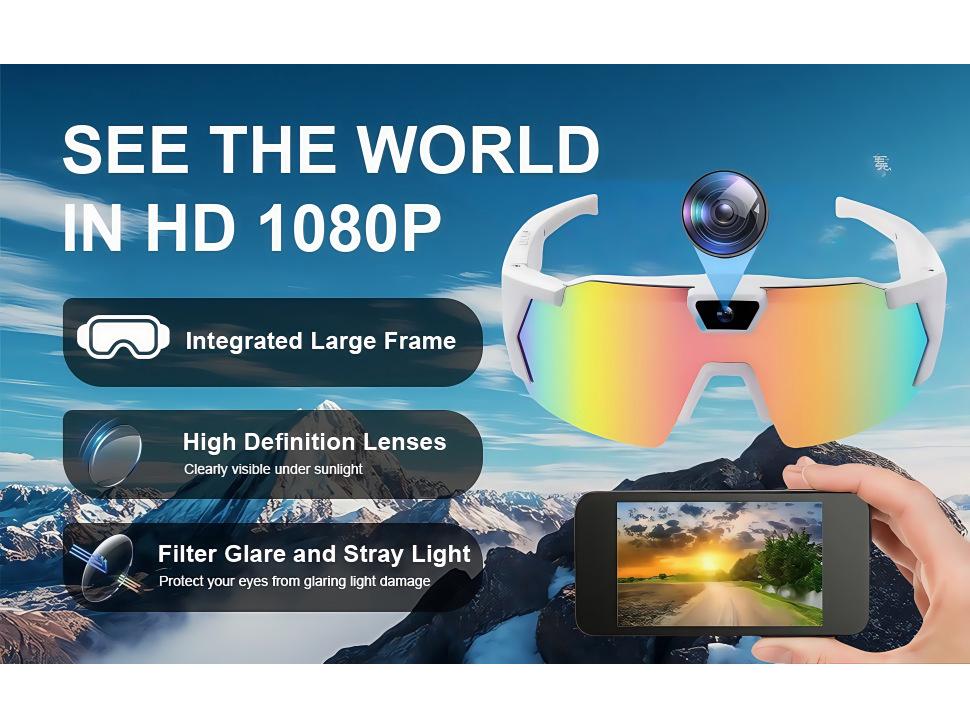Cycling Smart Glasses with Built-In Camera for Outdoor Photo and Video Recording