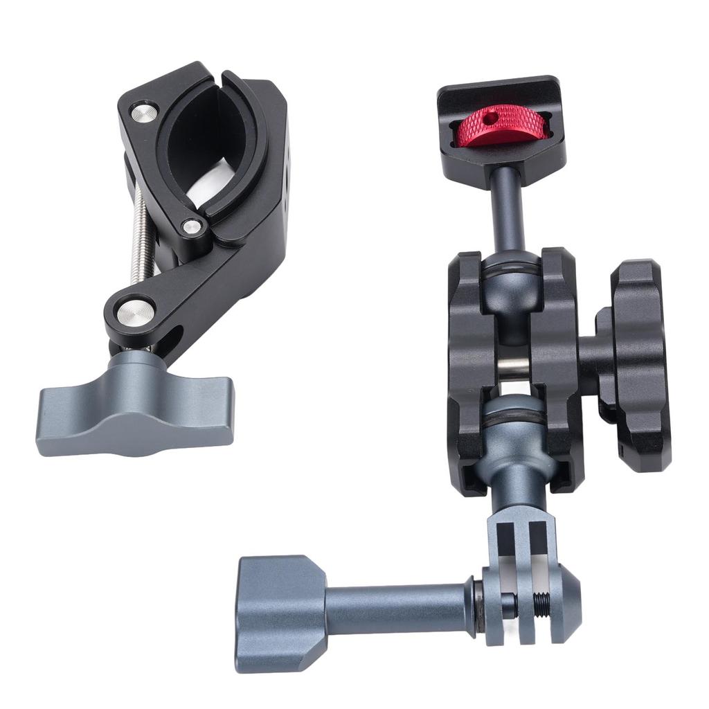 Camera Clamp Mount Double Ball Head Universal Multi Angle Adjustable Bike Handlebar Camera Mount
