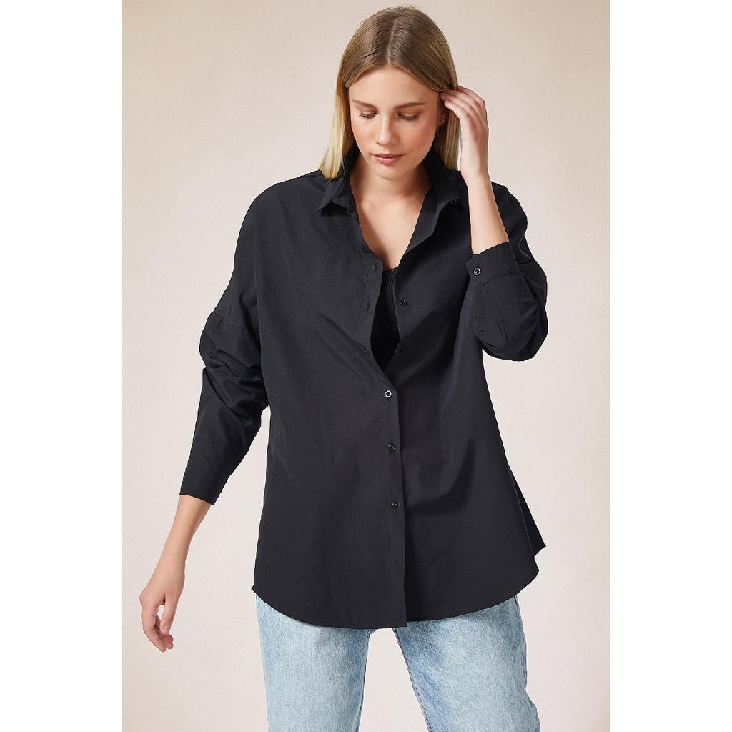 Chemise basique longue surdimensionnée blanche pour femme Dd00842