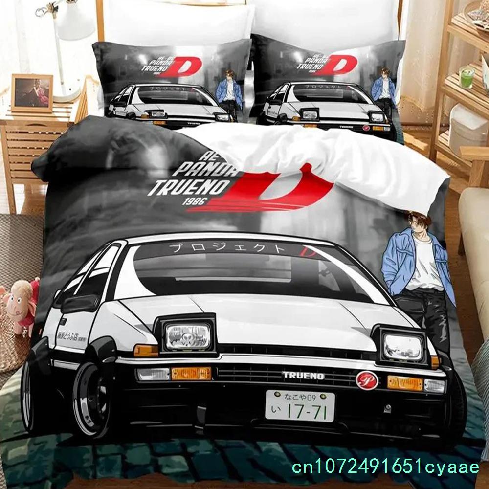 Initial Ae86 Jungen Schlafzimmer Bettwäsche Set Einzelbett Twin Full Queen King Size Aldult Bettbezug 3D Anime Bettlaken Set
