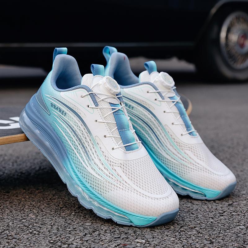 

New Fashion Men s Rotary Buckle Air Cushion Sneakers Breathable Lightweight Running and Walking Footwear Casual Sports Shoes 39 синий/белый