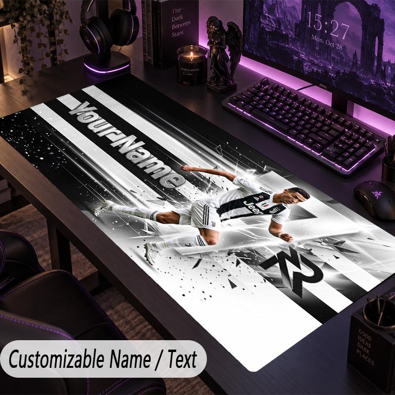Large Mouse PadCristiano Ronaldo Custom Name Text Personalized Desk Mat Non Slip Gaming Pad