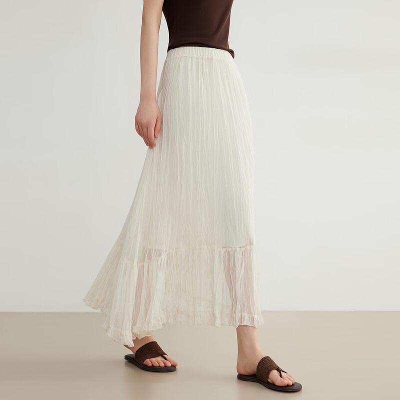 ELLE French Textured Pleated Midi Skirt