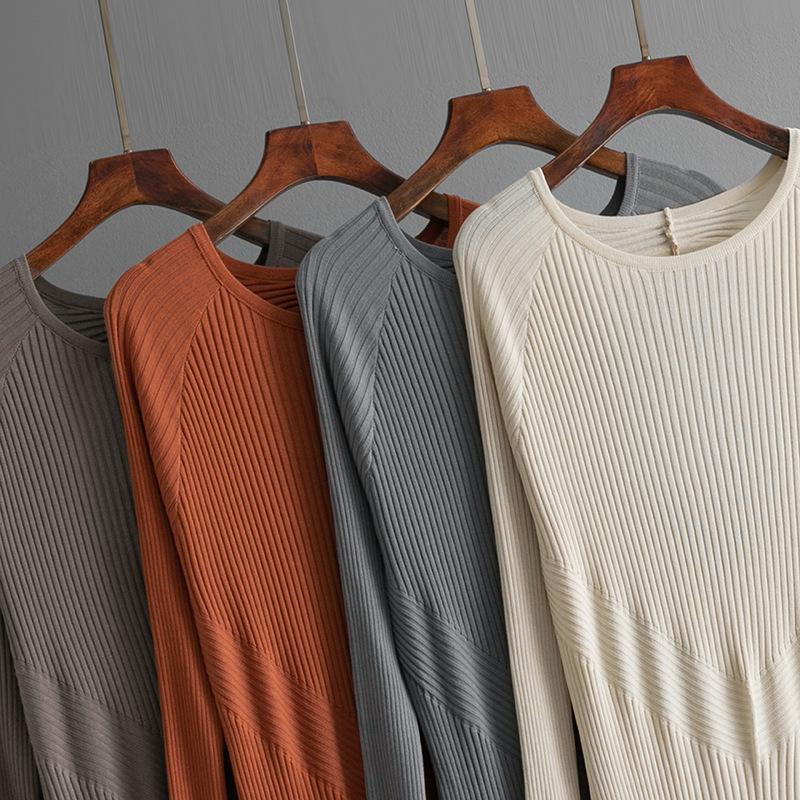 Fall Winter Lazy Wind Loose O-Neck Sweater Dress Women's Long Sleeve Knit Wide Back Hollow Out Dresses