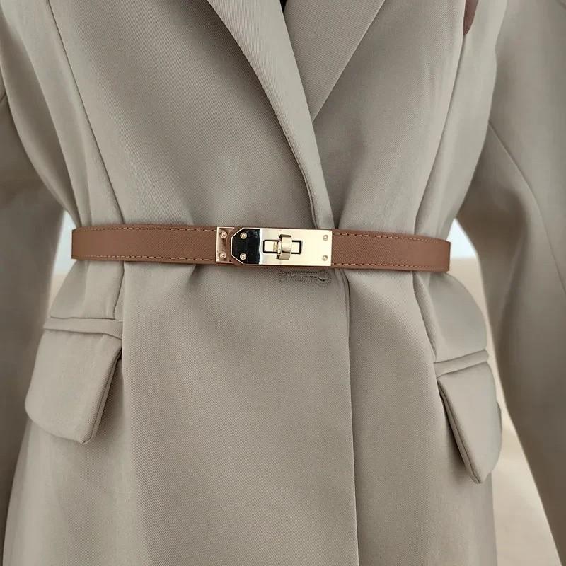 Pure Ladies Cowhide Leather Belt Silver Alloy Buckle Casual Decoration Formal