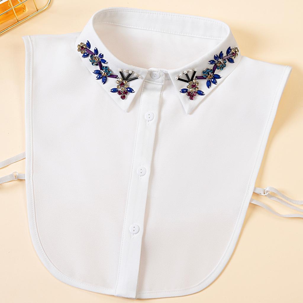 Neuzugang Abnehmbarer dekorativer Kragen für Hemden - Vielseitiger handperlenbesetzter falscher Kragen