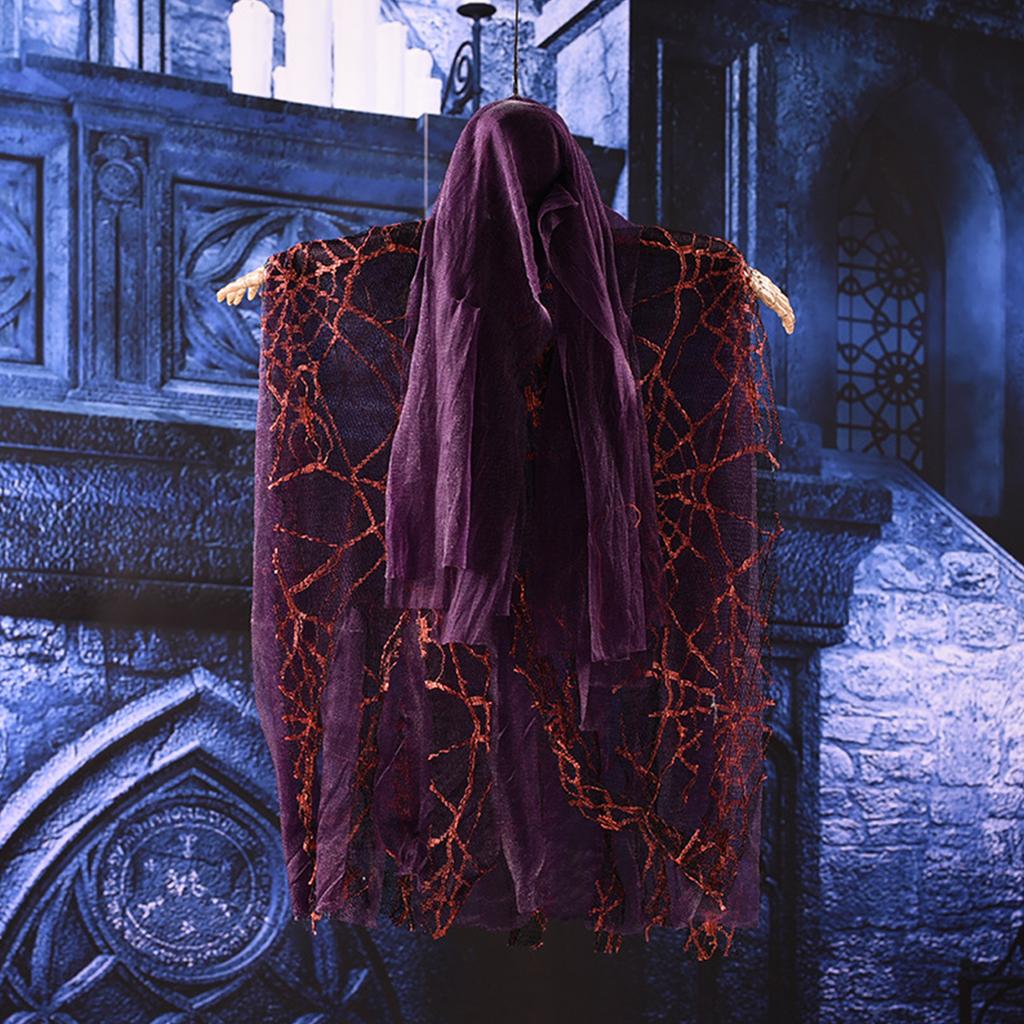 Decoración colgante de fantasma de Halloween de 20 pulgadas Control por voz Control táctil Fantasma volador aterrador espeluznante con luz LED roja Adorno Regalo de Halloween