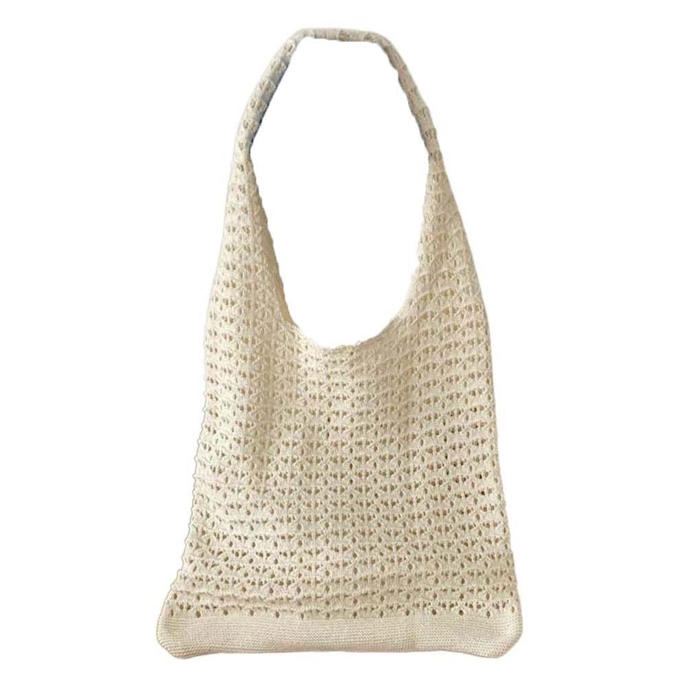Grote Haak Tassen Tas Lichtgewicht Koreaanse Stijl Hol Geweven Schoudertas Polyester Effen Kleur Breien Handtas Lente