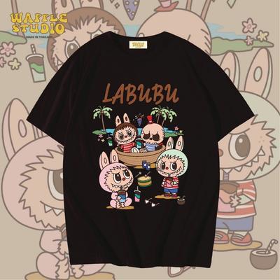 Labubu T-Shirt bedruckt Rundhals Kurzarm Unisex Mode Lässig Trend Oberteil