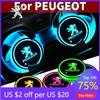 2026 Hot Car Sticker For Peugeot Car Styling LED Luminous Car Water Cup Holder Coaster Lamps For Peugeot 308 408 508 RCZ 208 300