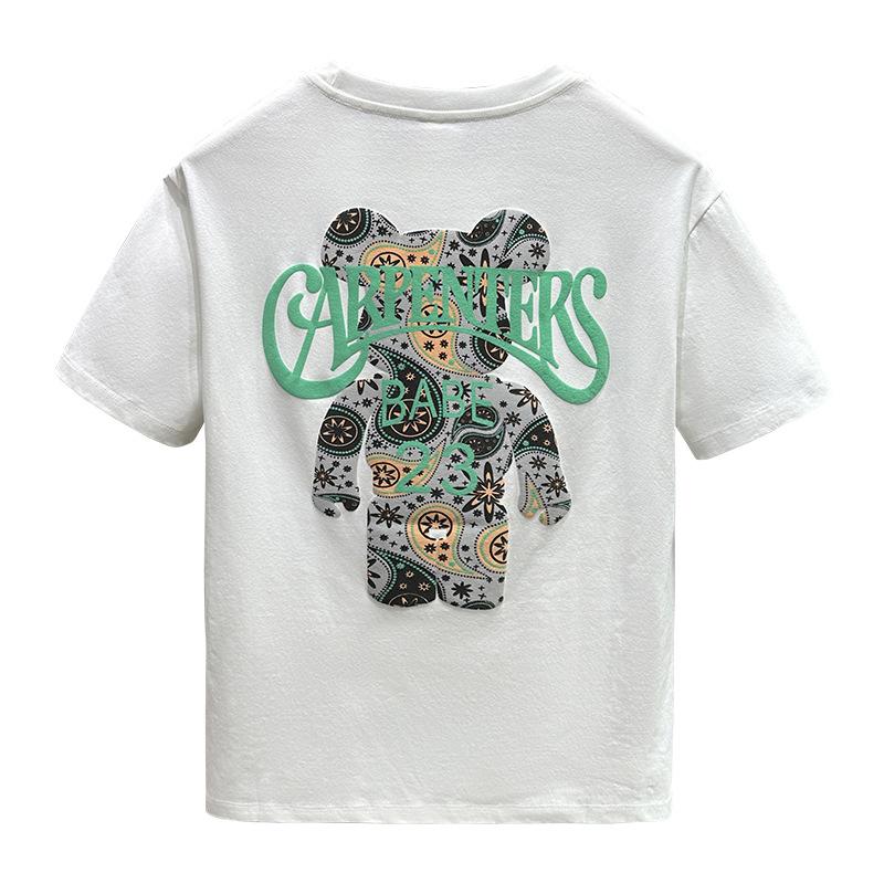 Updated Summer Short-sleeved Mens Printed Combed Cotton T-shirt Versatile Half-sleeved Mens Top T-shirt