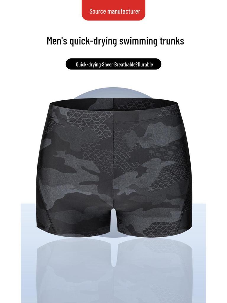 Men's Quick-Drying Camouflage Swim Trunks and Cap, Soft and Comfortable, Plus Size Available