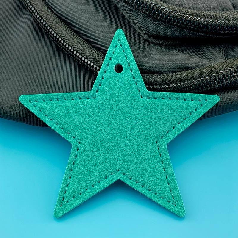 Spot Solid Color Leather Pentagram Keychain Pendant Simple Star Pu Leather Pendant Keychain High Sense