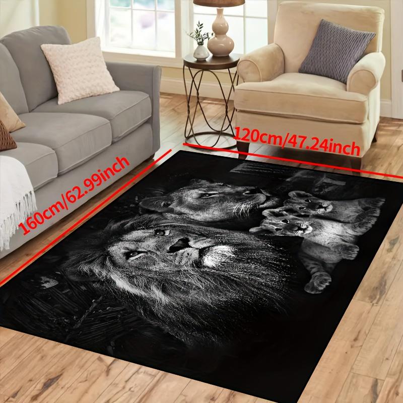 1pc Wild Lion Print Area Rug, Anti-fading Throw Carpet, Washable Tapestry, Mat For Living Room Bedroom Nursery Room Outdoors Pat
