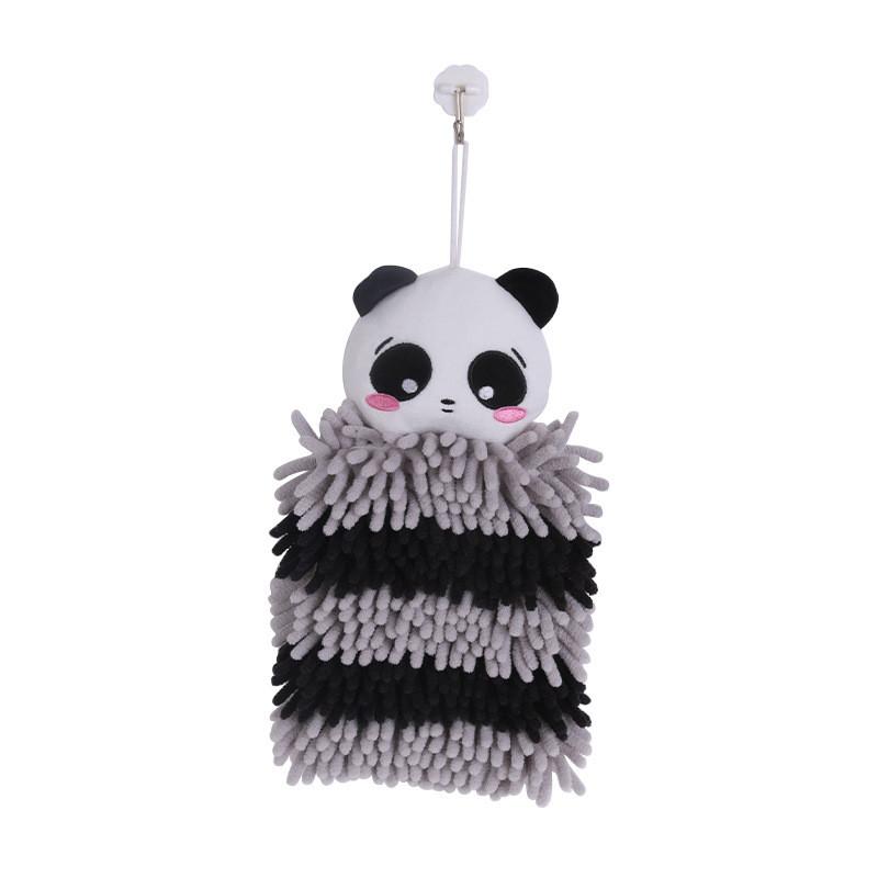 Cartoon Animal Square Chenille Hand Towel With Absorbent Polyester For Kitchen Use
