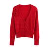 Womens Winter Floral Knit Cardigan V-Neck Loose Long Sleeve Sweater Outerwear