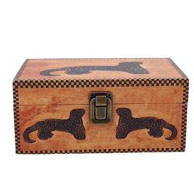 Vintage Storage Box Desktop Leather Cover Wooden Jewelry Organizer for Rings Earrings Bracelets Necklaces Watches