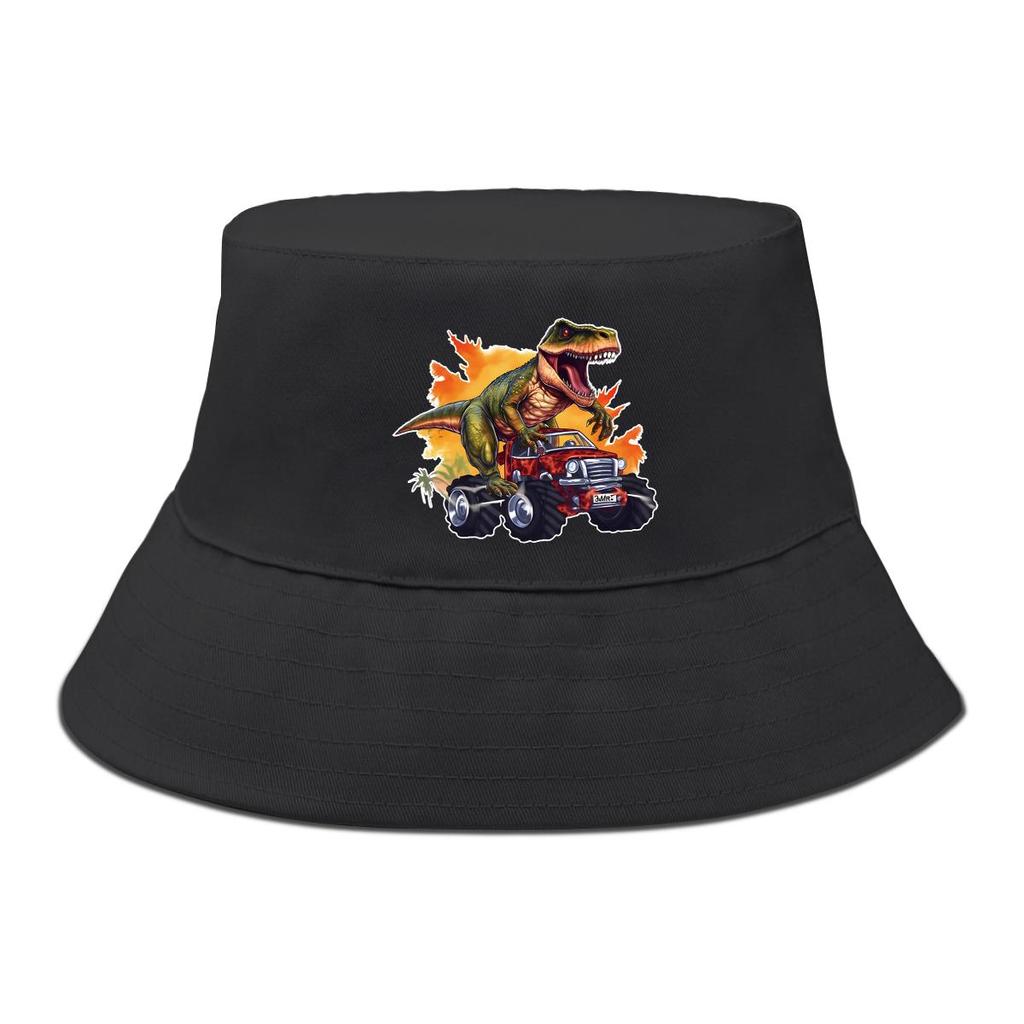 Bucket Hat With Dinosaur Monster Trunk Print , Fisherman Hat Summer Trendy Foldable Beach Cap