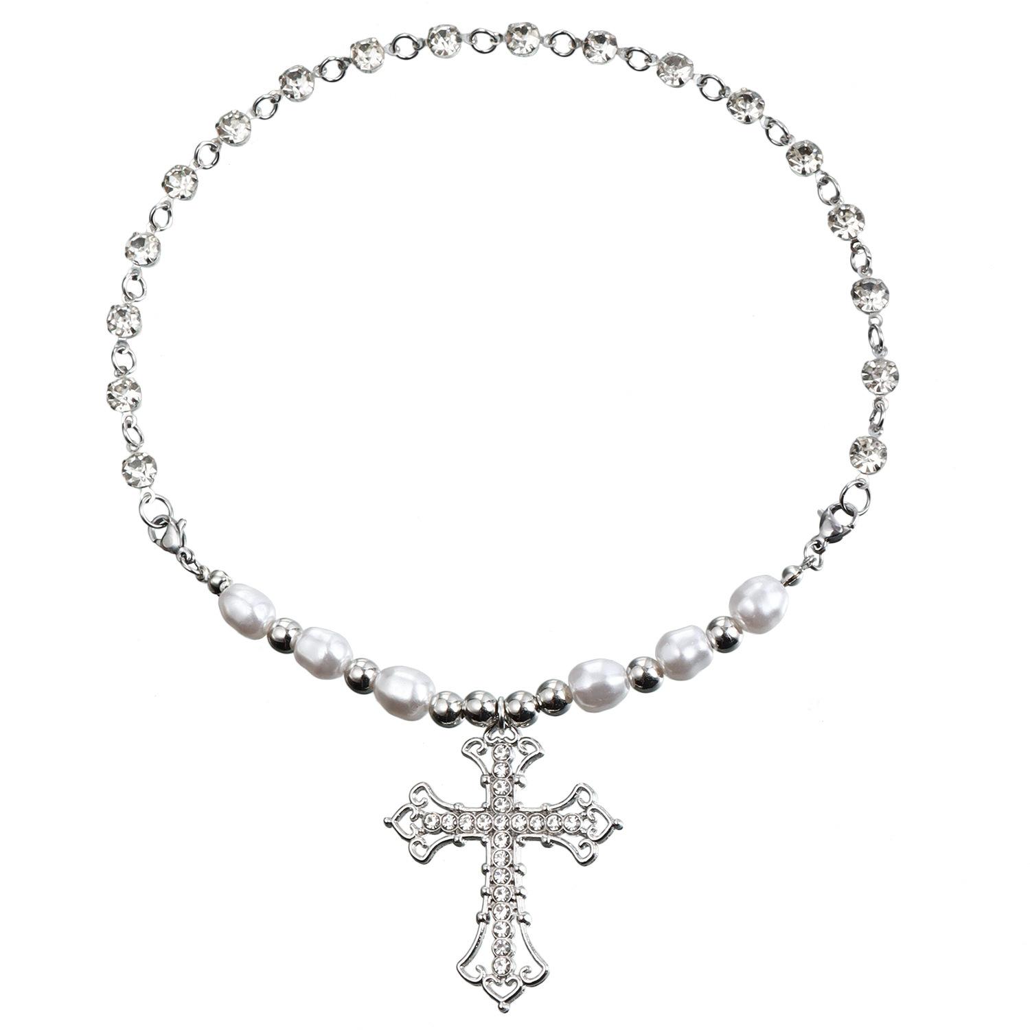 

Аксессуары, Винтажное бриллиантовое колье с крестом, Изделия ручной работы из бисера