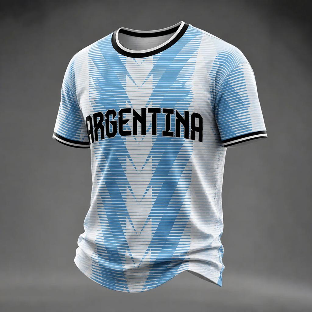 T-shirt casual a maniche corte con stampa di lettere da uomo Argentina