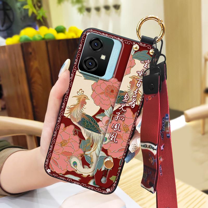 Schmutzabweisende Staubdichte Handyhülle für Blackview Oscal C70 Weiche Hülle Armband Mode Lanyard Langlebig Chinesischer Stil