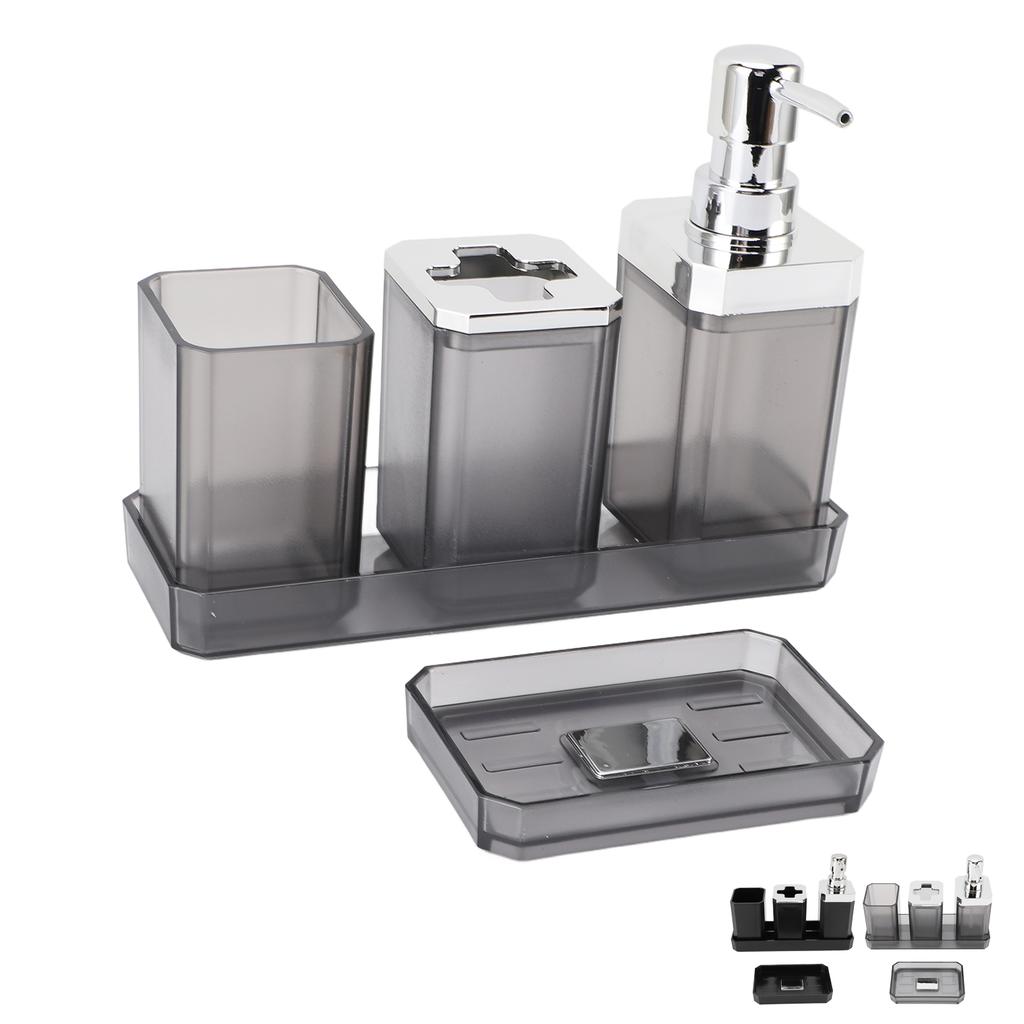 Badezimmer-Accessoires-Set Bad-Ensemble-Set mit Zahnbürstenhalter Becher Lotion-Flaschen Seifenschale Tablett