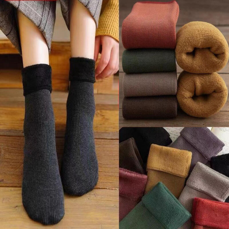 Winter fleece-lined self-heating mid-calf socks, 9-pack