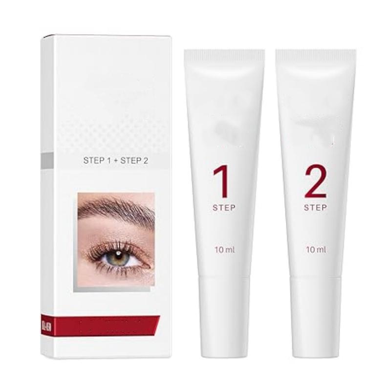 

2-in-1 Lash Kit Brow Lamination Kit, High-capacity Lotion Tube Design Eyelash Perm Kit Perm & Setting Lotion for Salon or Home Use, White