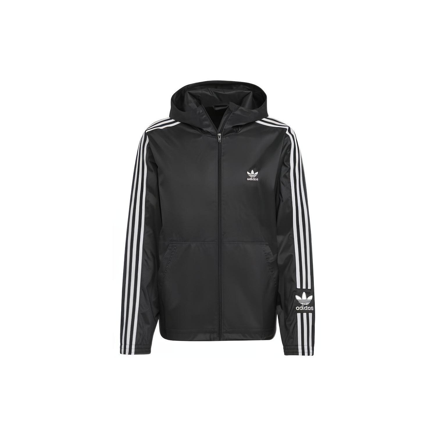 Men s adidas originals Lock Up Wb Stripe Embroidered Hooded Track Jacket Black HC2006 S