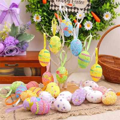 Easter Foam Egg Pendants 6pcs Holiday Home Party Scene Decoration DIY Simulation Egg Layout Props